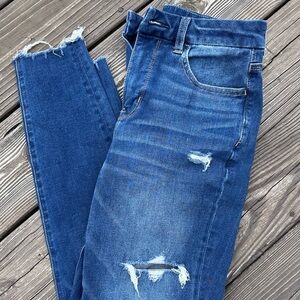 American Eagle Outfitters Blue Distressed Jeggings